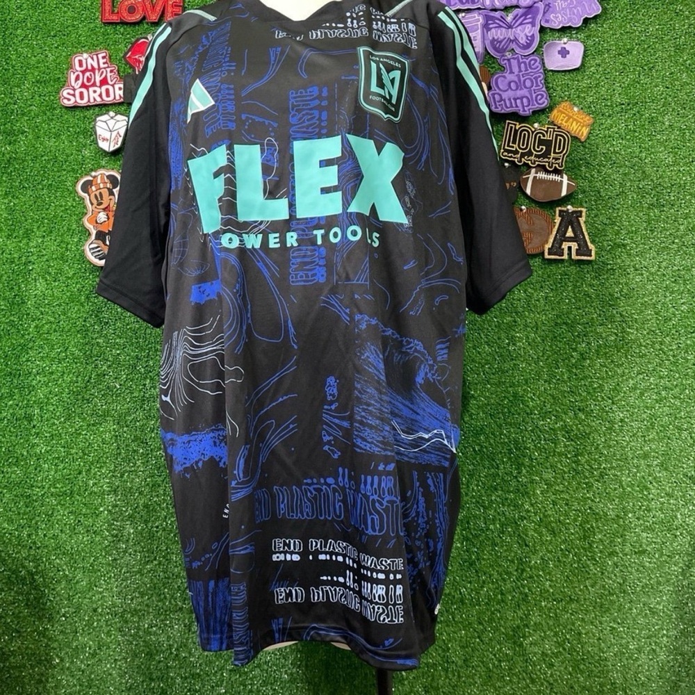 Los Angeles FC One Planet Adidas Soccer Jersey, Black and Blue Men's Jersey